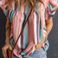 Multicolor Striped Tiered Ruffle Cap Sleeve Top