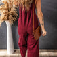 Solid Color Corduroy Wide Leg Bib Overalls