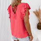 V Neck Ruffle Sleeve Loose Top