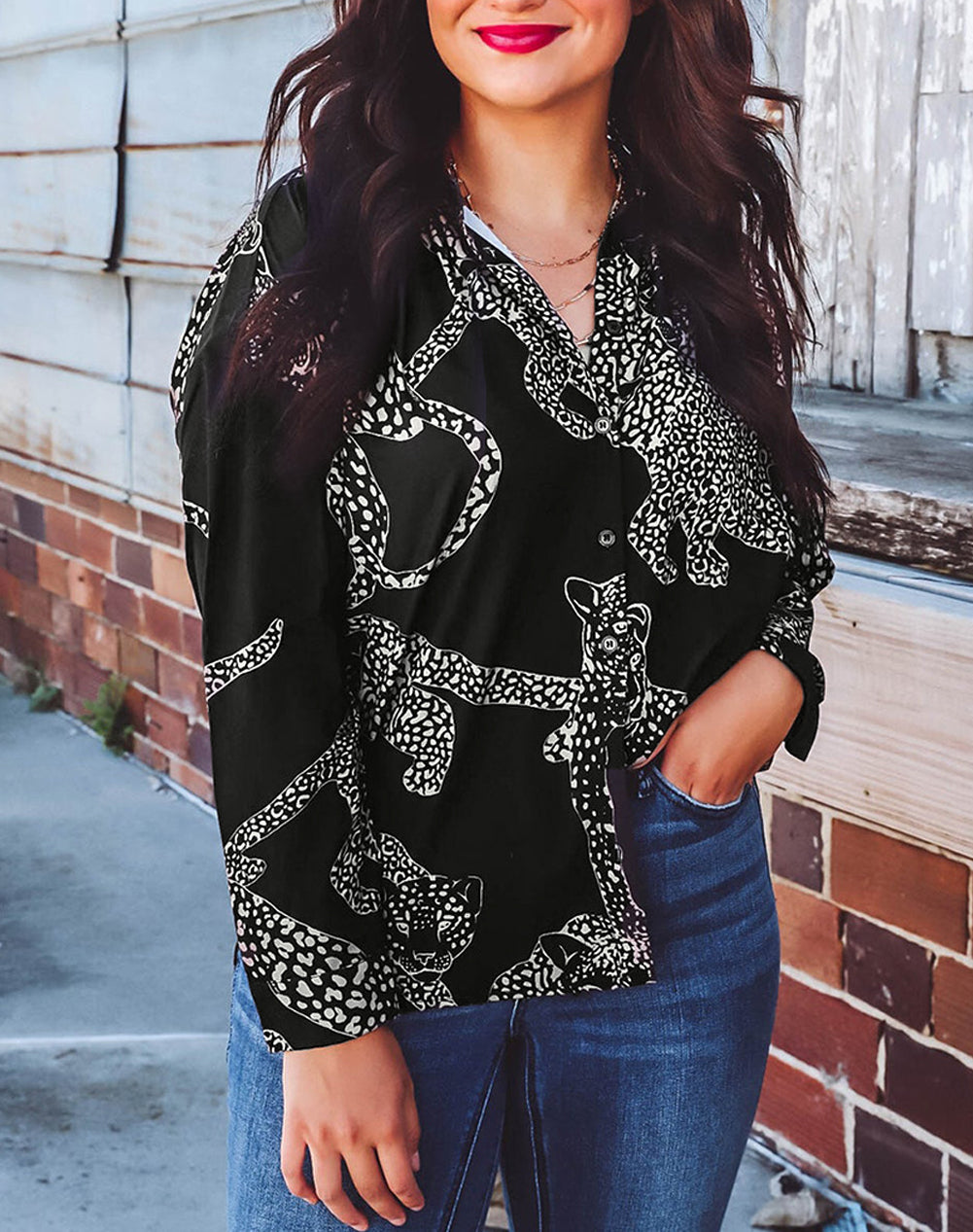 Cheetah Print Satin Shirt