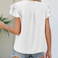 V Neck Ruffle Short Sleeve Blouse