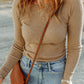 Ribbed Knit Round Neck Long Sleeve Sweater