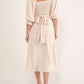 Beige Puff Sleeve Cross Tie Cut Out Maxi Dress