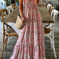 Boho Floral Smocked Ruffled Maxi Dress