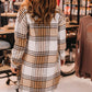 Plus Size Plaid Chest Pockets Long Shacket