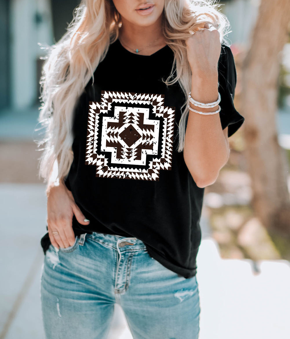 Western Aztec Graphic Fashion Tee