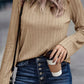Ribbed Round Neck Knit Long Sleeve Top