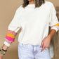 Exposed Seam Colorblock Raglan Sleeve Pullover Top
