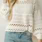 Solid Color Pointelle Knit Puff Sleeve Sweater