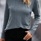 Textured Buttoned Decor Long Sleeve Top