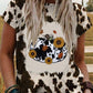 Western Cow Spots Printed Pumpkin Graphic T-shirt