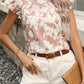 Floral Print Ruffle Short Sleeve Blouse