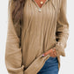 Casual Pleated V Neck Textured Loose Top