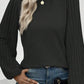 Contrast Ribbed Bishop Sleeve Top