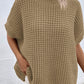 High Neck Short Batwing Sleeve Textured Knit Sweater