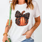 Halloween Bowknot Pumpkin Graphic Crewneck T Shirt