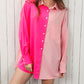Color Block Patchwork Oversized Shirt