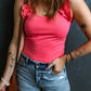 Ruffled Wide Straps Slim Tank Top