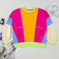 Plus Size Colorblock Patchwork Exposed Seam Sweatshirt