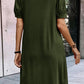 Notched Neck Pleated Puff Sleeve Shift T-shirt Dress