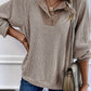 Color Contrast Ribbed Loose Fit Long Sleeve Top