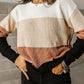 Color Block Knitted O-neck Pullover Sweater