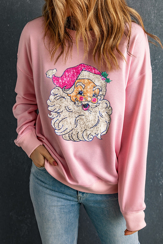 Christmas Claus Graphic Drop Shoulder Sweatshirt