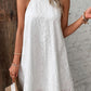 Boho Eyelet Pattern Halter Neck Sleeveless Dress