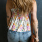 Floral Shirred Peplum Cami Top
