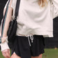 Striped Color Block Exposed Seam Loose Active Sweatshirt