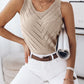 Khaki Chevron Hollowed Knit Tank Top