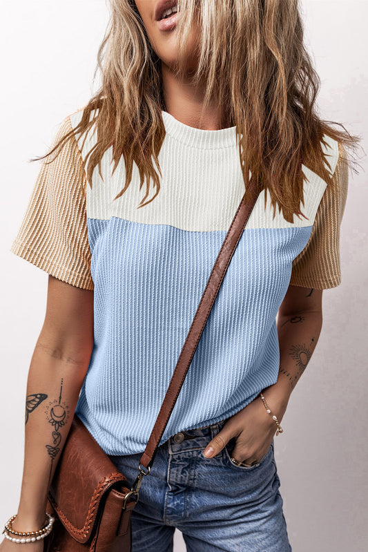 Rib Textured Colorblock T Shirt