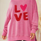 LOVE Letter Embroidered Graphic Split Curvy Sweatshirt