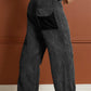 Contrast Patched Pocket Corduroy Wide Leg Pants