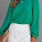 Satin Puff Long Sleeve Crewneck Blouse