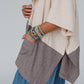 Color Block Ribbed Knit Split Side Poncho