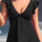 Sexy V Neck Ruffle Sleeve Tankini Top