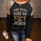This Mama Runs On Coffee And Jesus Sequin Patched Top