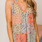 Multicolor Floral Print Patchwork V Neck Tank Top