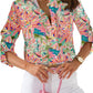Abstract Floral Print Buttoned Sheath Long Sleeve Shirt