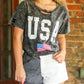 Black Distressed Tie-dye USA Flag Print T-shirt