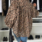 Oversized Leopard Print Balloon Sleeve Casual Shirt