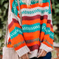 Color Block Striped Loose Sleeve Sweater