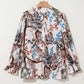 Floral Print Balloon Sleeves Button Up Loose Casual Shirt