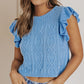 Ruffle Sleeve Cable Knit Sweater