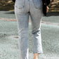 Acid Wash Distressed Straight Leg Cropped Jeans