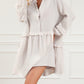 Frill Trim Half Buttoned Textured Dress