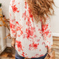 Printed Plant Print Pleated Back V Neck Shift Casual Shirt