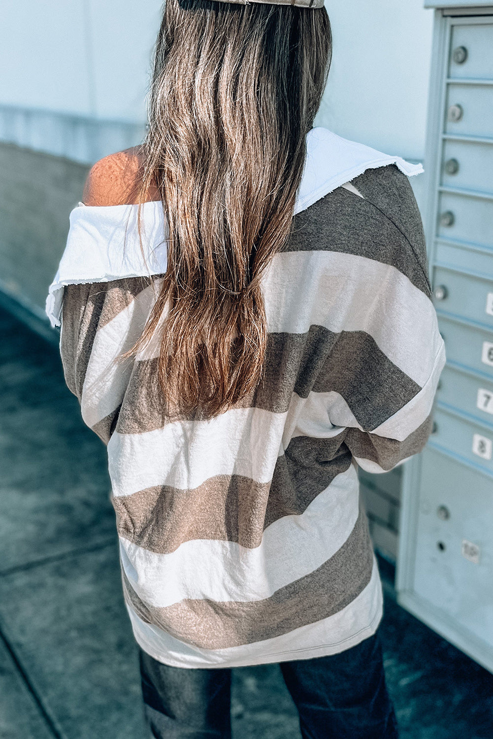 Oversized Collared Long Sleeve Top
