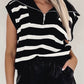 Stripe Zipped Collar Knit Sweater Tank